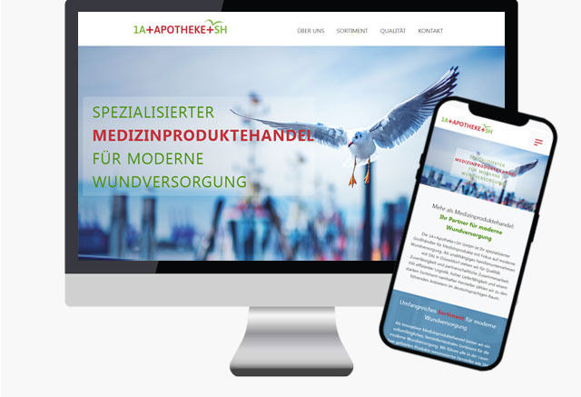 OnePage-Webdesign für ein Unternehmen im Bereich Medizinprodukte in Desktop- und Mobile-Ansich